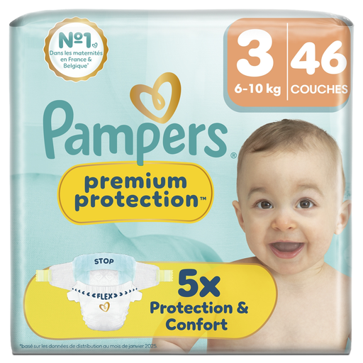 [8006530131247] PAMPERS Premium Protection couches taille 3, le paquet de 46