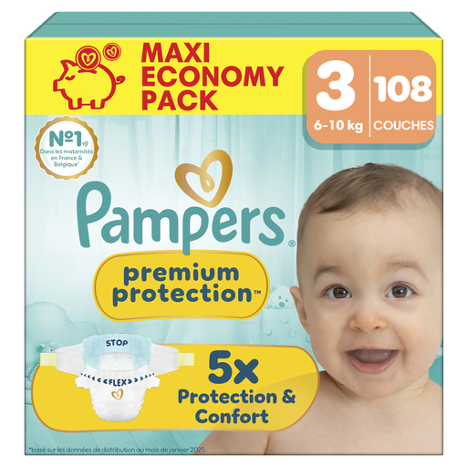 [8006530131964] PAMPERS Premium Protection fraldas tamanho 3, 108 unidades