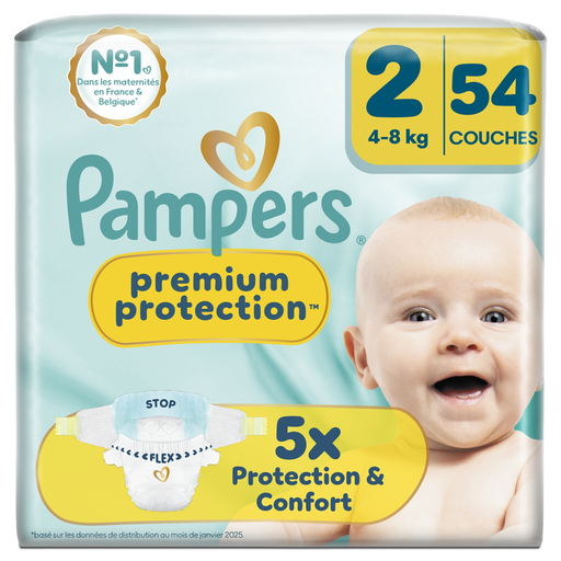 [8006530132039] PAMPERS Premium Protection couches taille 2 (4-8 kg) 54 couches