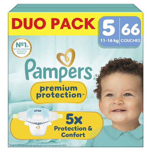 [8006530132299] PAMPERS Premium Protection couches taille 5 (11-16 kg) 66 couches