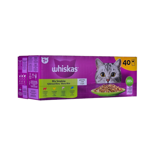 [8410136026294] WHISKAS Cat Food Mix Favourites In Jelly Chicken Salmon Tuna Veal 40 x 85 g