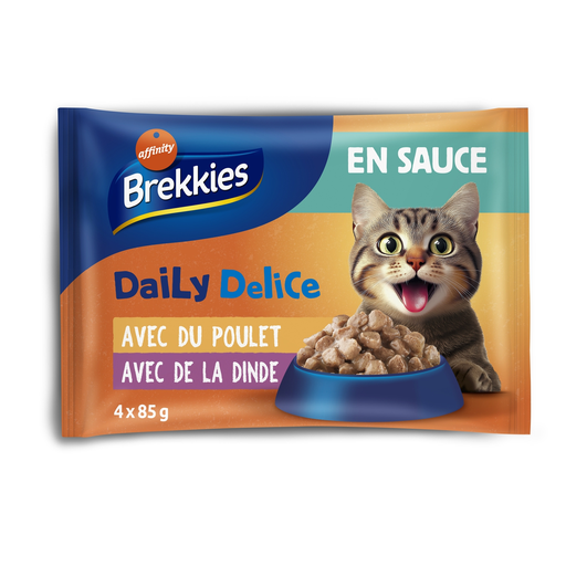[8410650632698] BREKKIES Cat Food in Sauce Chicken and Turkey 4 x 85 g