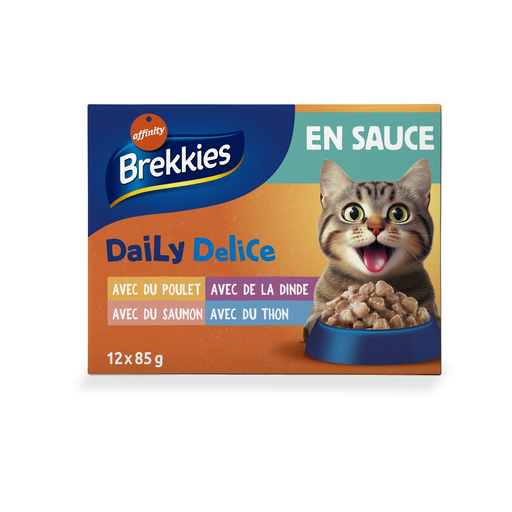 [8410650632742] BREKKIES Daily Delice Poultry and Fish Sauce Cat Food 12 x 85 g