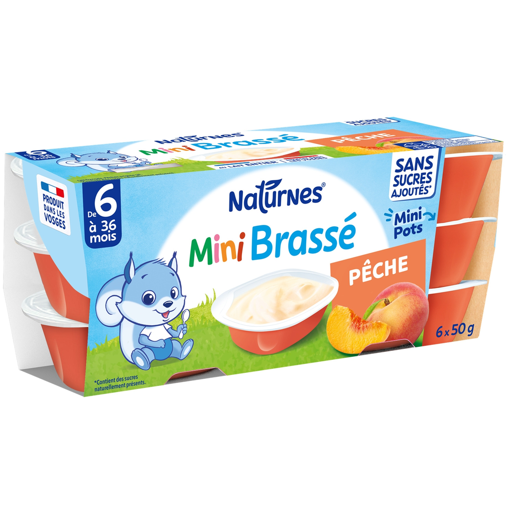 NESTLÉ Postre lácteo para bebé de melocotón con aroma natural 6 tarros de 50 g