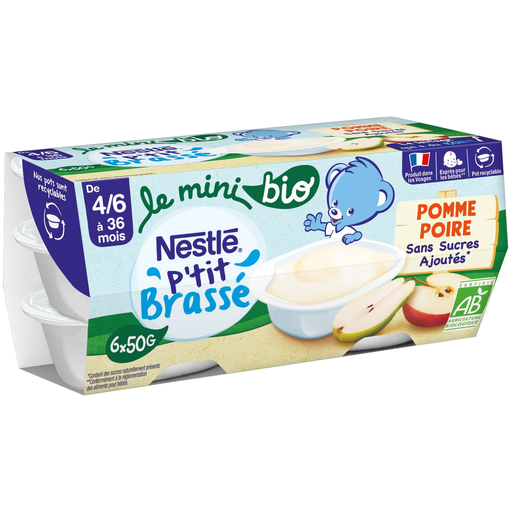 [8445290570628] NESTLE Sobremesa láctea bebé Maçã Pera Bio 6x50g
