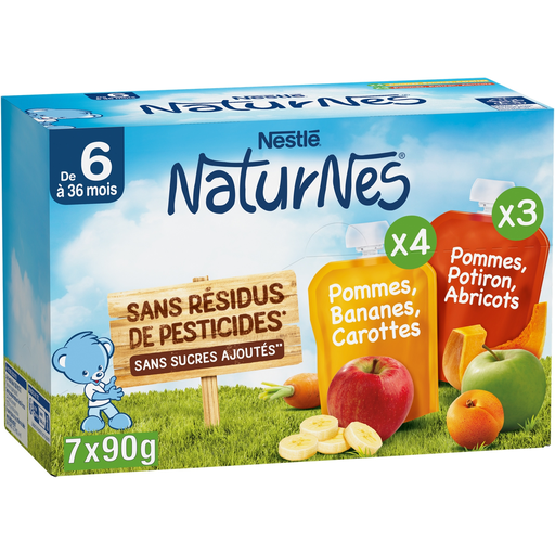 [8445290861214] NESTLE Naturnes fruit and vegetable pouches from 6 months 7x90g