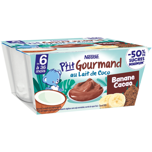 [8445291058910] NESTLE Baby Dairy-Free Dessert Naturnes P'tit Gourmand Coconut Banana Cocoa 4x90g