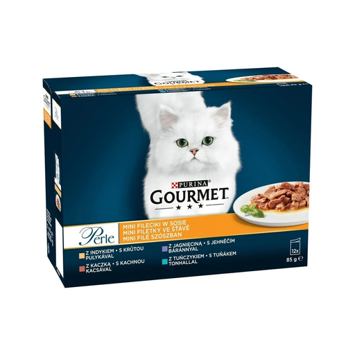 [8445291198647] PURINA Alimento Para Gato Gourmet Perle Atún Pavo Cordero Pato 12 x 85 g