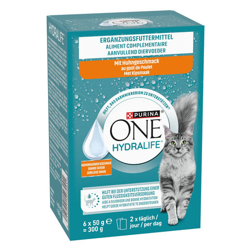 [8445291547001] PURINA One Hydralife Alimento complementario de pollo para gatos adultos 6 x 50 g