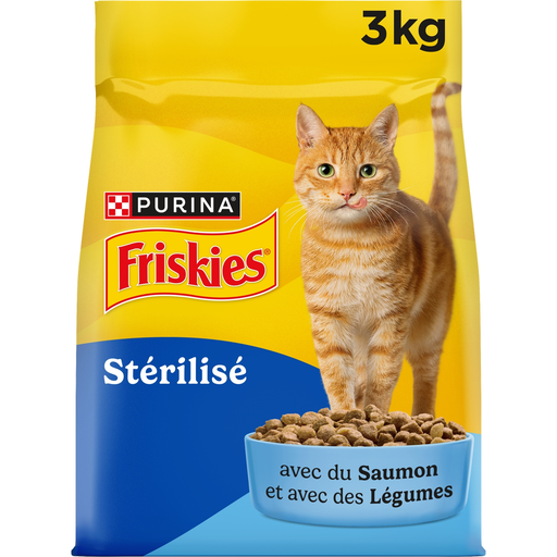 [8445291762701] FRISKIES Croquettes pour Chat Adulte Stérilisé Saumon Cabillaud Carottes Courgettes 3 kg