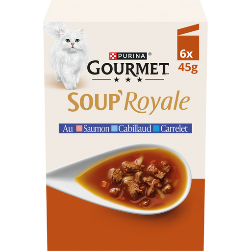 [8445291848856] GOURMET Purina Soup' Royale repas au poisson pour chat adulte 6 x 45 g