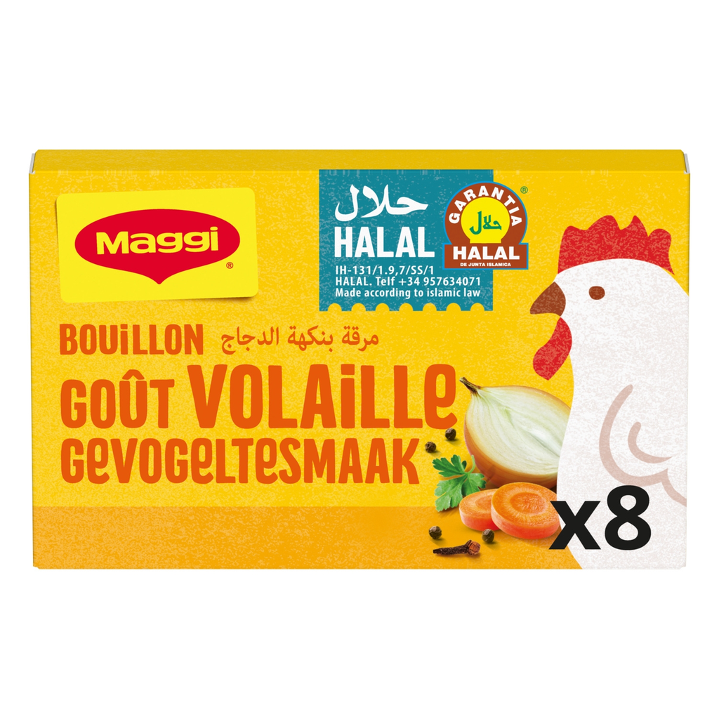 MAGGI Caldo desidratado halal sabor galinha 32 cubos 72g