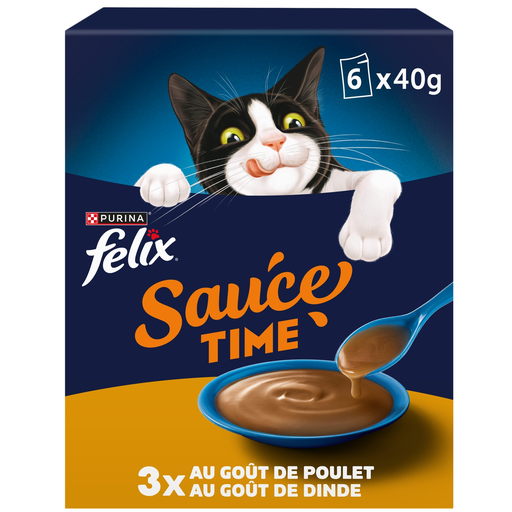 [8445291990272] FELIX Comida Húmida para Gato Adulto Frango Peru Sauce Time 6 x 40 g