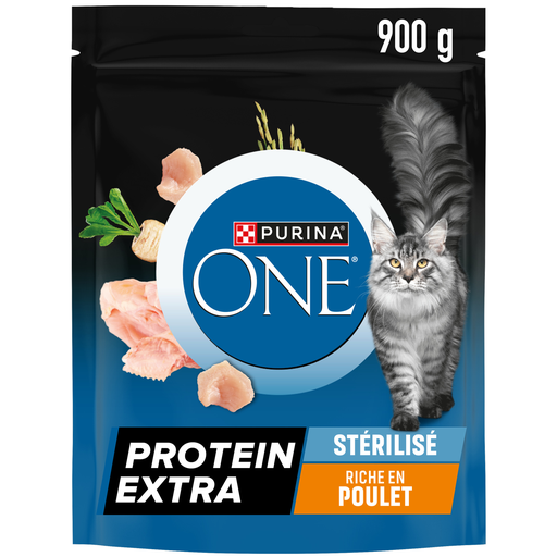 [8445292039307] PURINA ONE Protein Extra Chicken Dry Cat Food for Sterilized Adult Cats 900 g