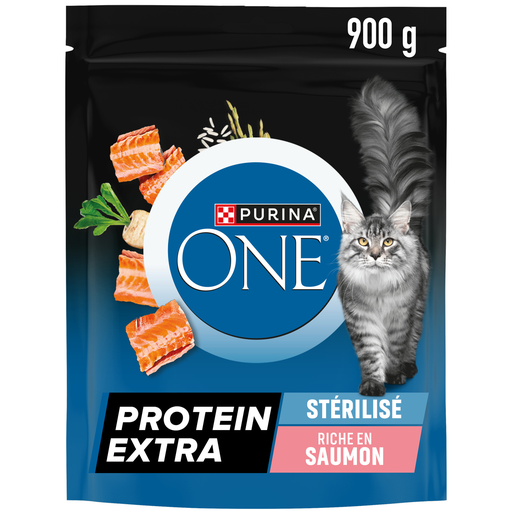 [8445292039949] PURINA ONE Croquettes pour Chat Adulte Stérilisé Riche en Saumon 900 g