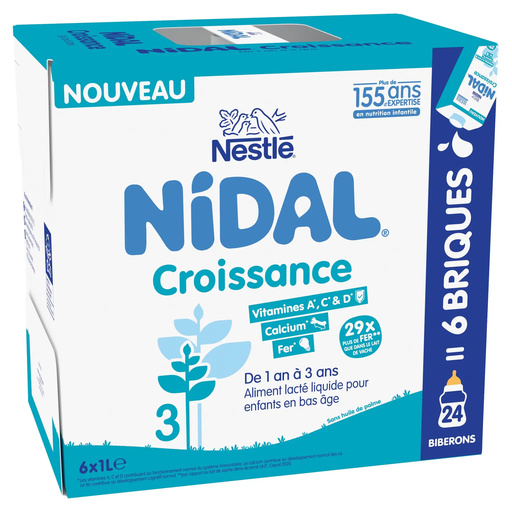 [8445292345729] NESTLE Baby Milk Liquid 3rd Age from 12 months Growth Nidal 6 bricks of 1 L