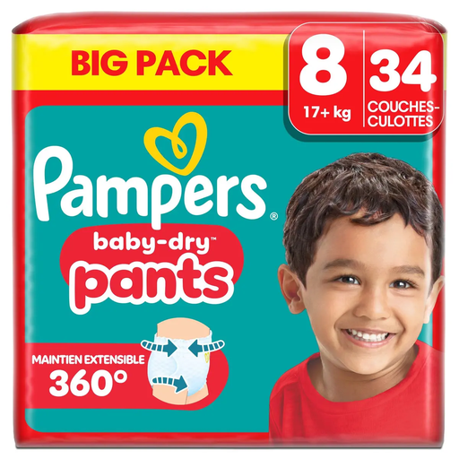 [8700216595858] PAMPERS Baby Dry Pants couches-culottes taille 8 (+) 34 pièces