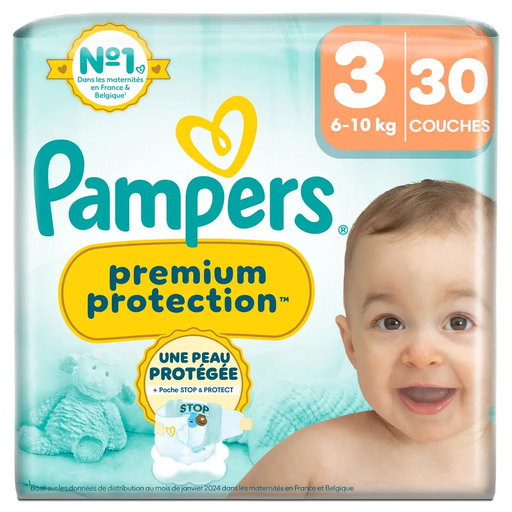 [8700216665162] PAMPERS Premium Protection couches taille 3 30 couches