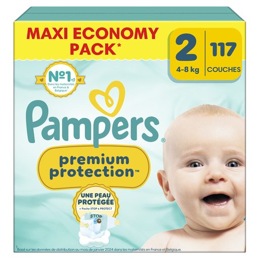 [8700216665308] PAMPERS Premium Protection couches taille 2 (4-8 kg) 117 couches