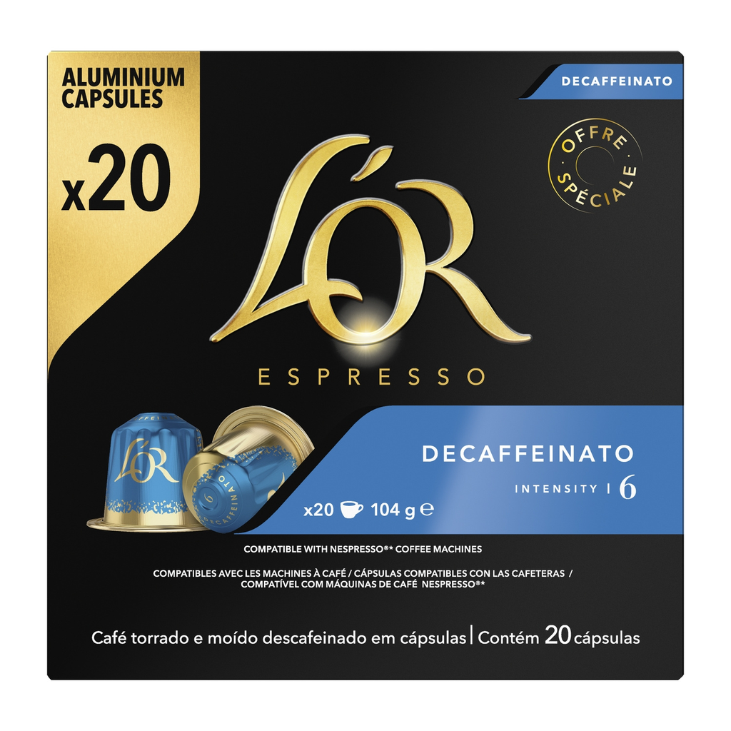 L'OR Espresso Decaffeinato Coffee Capsules intensity 6, 20 capsules 104 g