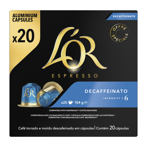 [8711000550663] L'OR Espresso Cápsulas de café Decaffeinato intensidade 6, 20 cápsulas 104 g