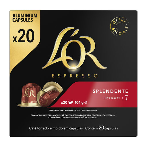 [8711000550786] L'OR Espresso Cápsulas de café Splendente intensidad 7, 20 cápsulas 104 g