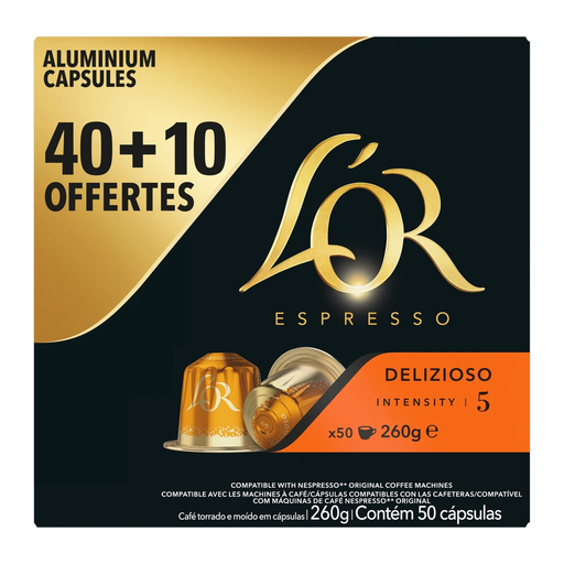 [8711000571569] L'OR Espresso Capsules de café Delizioso intensité 5 compatibles Nespresso 40+10 offertes 260 g