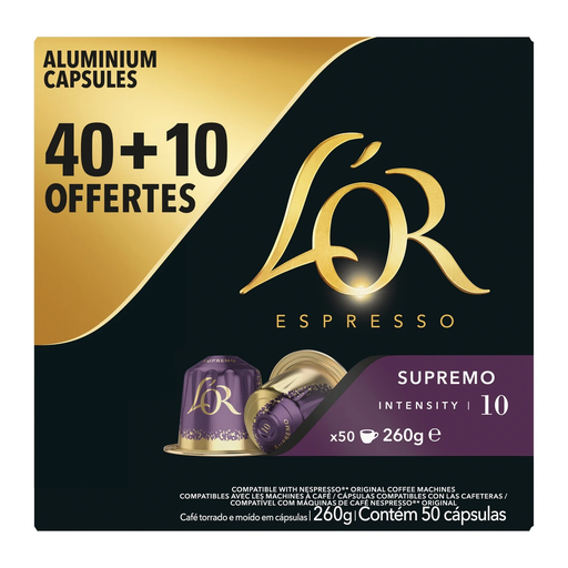 [8711000571682] L'OR Espresso Cápsulas de café Supremo intensidad 10 40+10 cápsulas gratis 260 g
