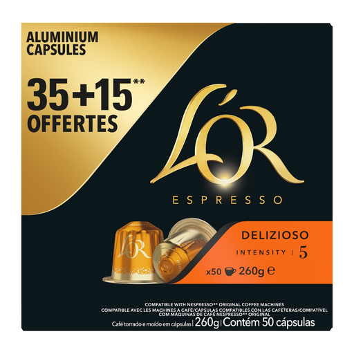 [8711000584538] L'OR Espresso Cápsulas de café Delizioso intensidad 5, 50 cápsulas 260 g
