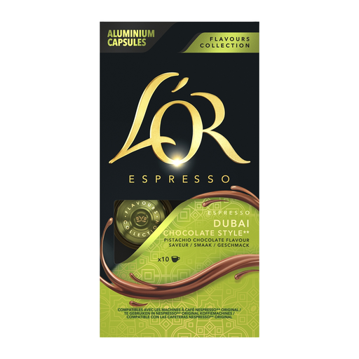 [8711000609064] L OR Cápsulas de café espresso Dubái con notas de pistacho y chocolate 52 g