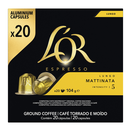 [8711000680599] L'OR Espresso Cápsulas de café lungo mattinata intensidad 5, 20 cápsulas 104 g