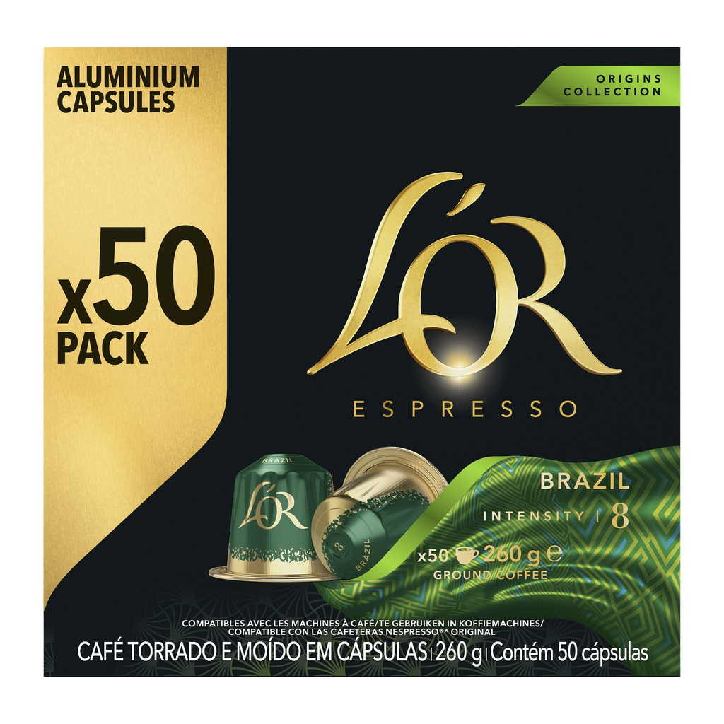 L'OR Espresso Capsules de café Brazil Intensité 8, 50 capsules 260 g