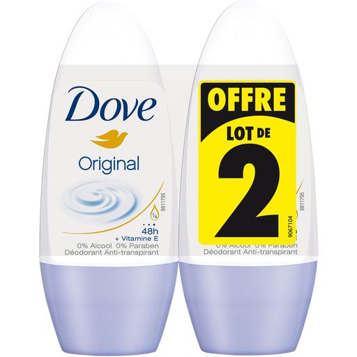 [8711600458659] DOVE Déodorant Bille Anti-Transpirant Original 2 x 50 ml
