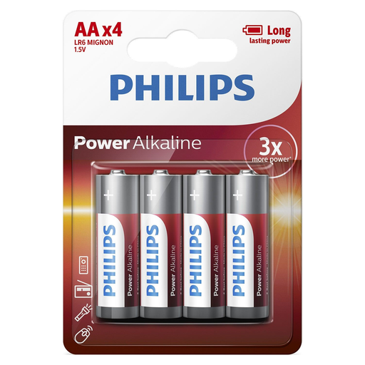 [8712581549909] PHILIPS Power Alkaline Battery LR6 AA 1.5V (Pack of 4)