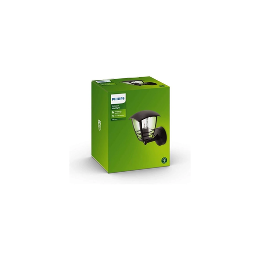 [8718291443469] PHILIPS Creek Outdoor Upward Wall Light Metal Black H20cm