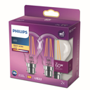 PHILIPS 2 Lâmpadas LED Standard B22 60W Branco Quente Transparente Vidro lote de 2 lâmpadas