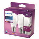 PHILIPS 2 Lâmpadas LED Standard E27 60W Branco Frio Fosca, o lote de 2 lâmpadas