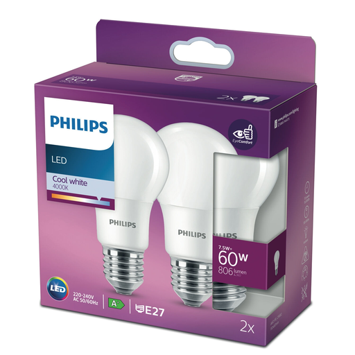 [8718699770266] PHILIPS LED Bulb E27 Standard Cool White 60W 1 Unit