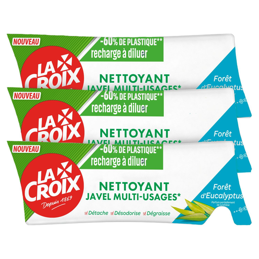 [8718951636613] LA CROIX Nettoyant Ménager Recharge Javel Multi-Usage Forêt d'Eucalyptus le lot de 3 recharges