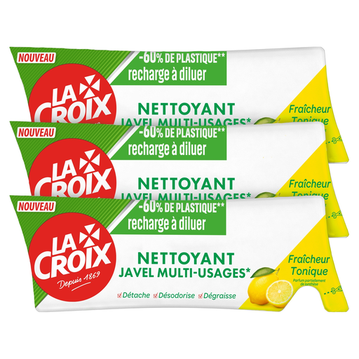 [8718951636644] LA CROIX Nettoyant Javel Multi-Usage Fraîcheur Tonique Recharge à Diluer le lot de 3 recharges