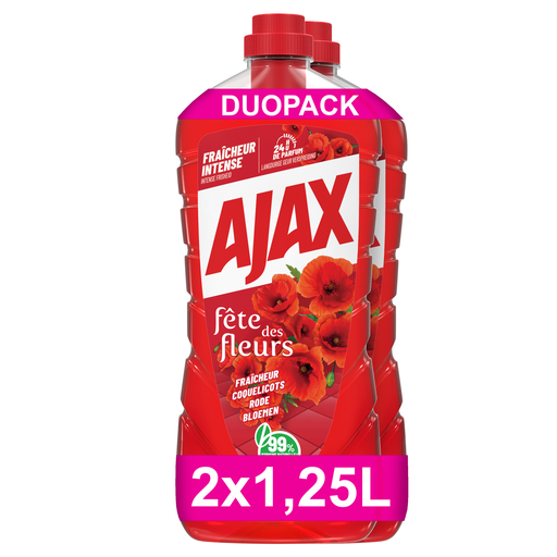 [8718951645790] AJAX Detergente Multisuperfícies Frescura Intensa Papoilas 2x1,25 L