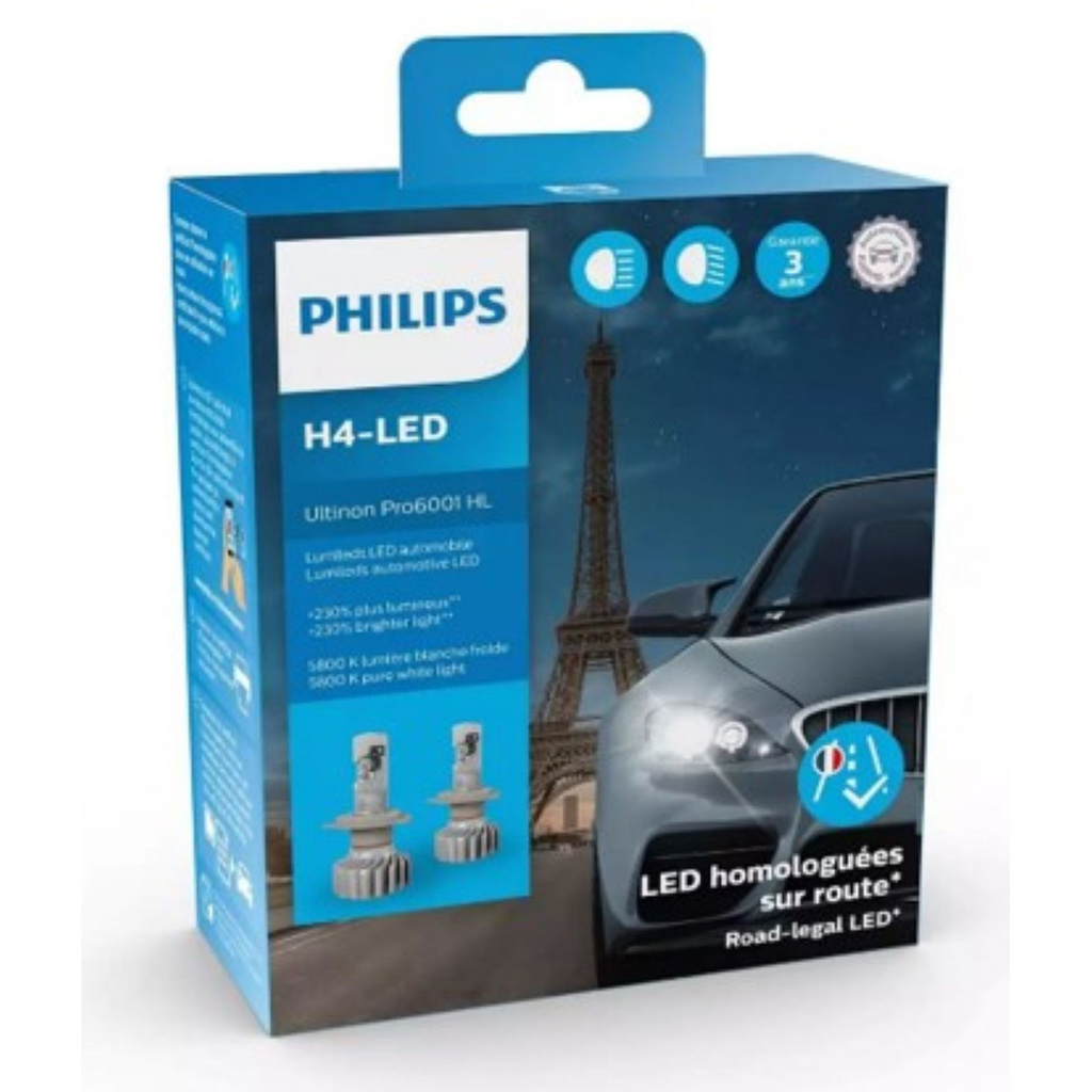 PHILIPS Ampoule LED H4 homologuée U6001 le lot de 2