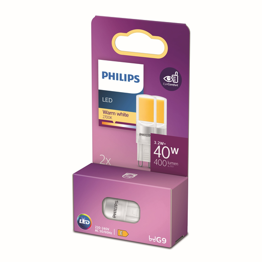 [8719514304031] PHILIPS Ampoule Led G9 Capsule Blanc Chaud 40W le lot de 2 ampoules