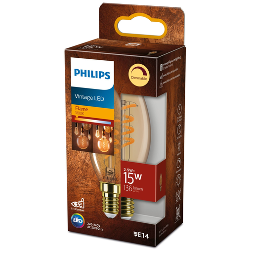 [8719514315976] PHILIPS LED Bulb E14 Flame Warm White 15W