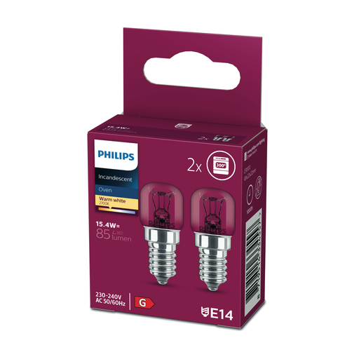 [8719514334557] PHILIPS Incandescent Bulb E14 Warm White 15W (pack of 2)