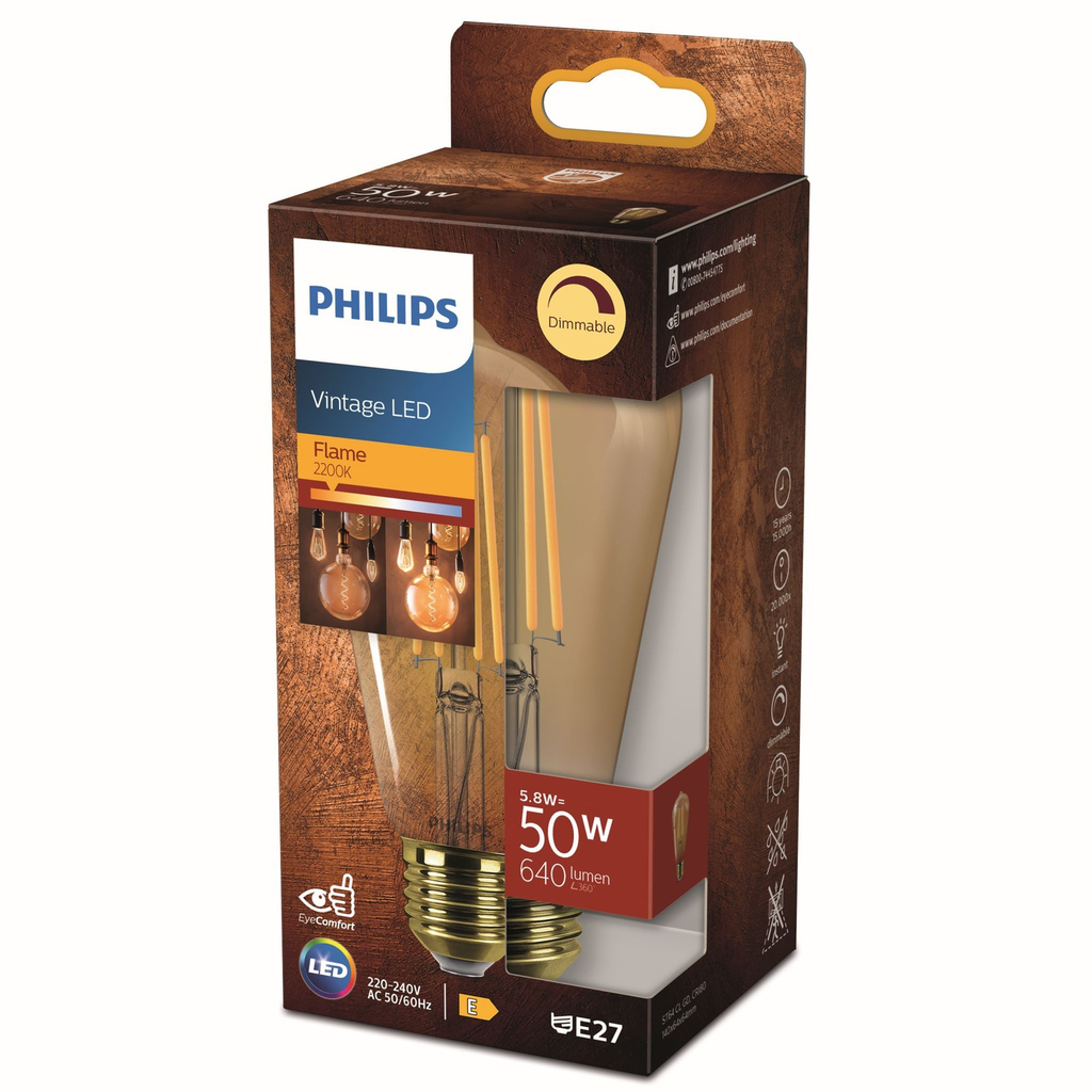 PHILIPS Bombilla LED E27 Estándar Amarilla 50W 1 unidad