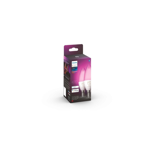 [8719514356719] PHILIPS Hue White & Color Ambiance Smart LED Bulb E14 5.5w Bluetooth X2