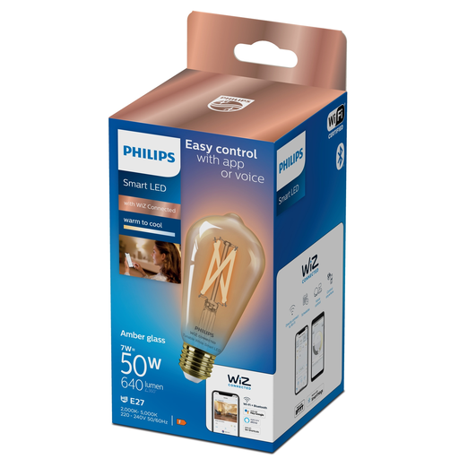 [8719514372269] PHILIPS Lâmpada LED Conectada Smart LED Edison Vintage Tons de Branco 50W 1 unidade