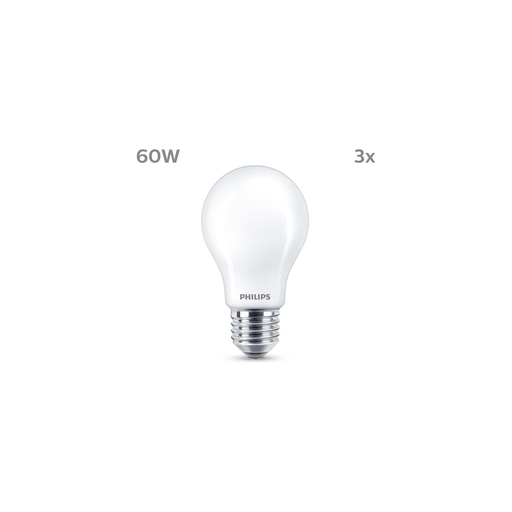 [8719514452381] PHILIPS Bombilla Led Classic 60 W A60 E27 Blanco Cálido No Regulable 3 Unidades