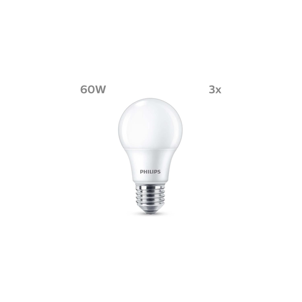 PHILIPS LED Bulb 60 W E27 Warm White Frosted Non-dimmable 3 Pieces